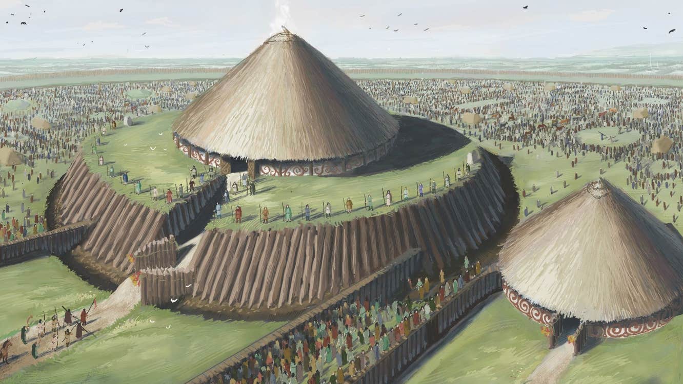 A reconstruction drawing of how the Rathcroghan Mound would have looked in the Bronze and Iron Age