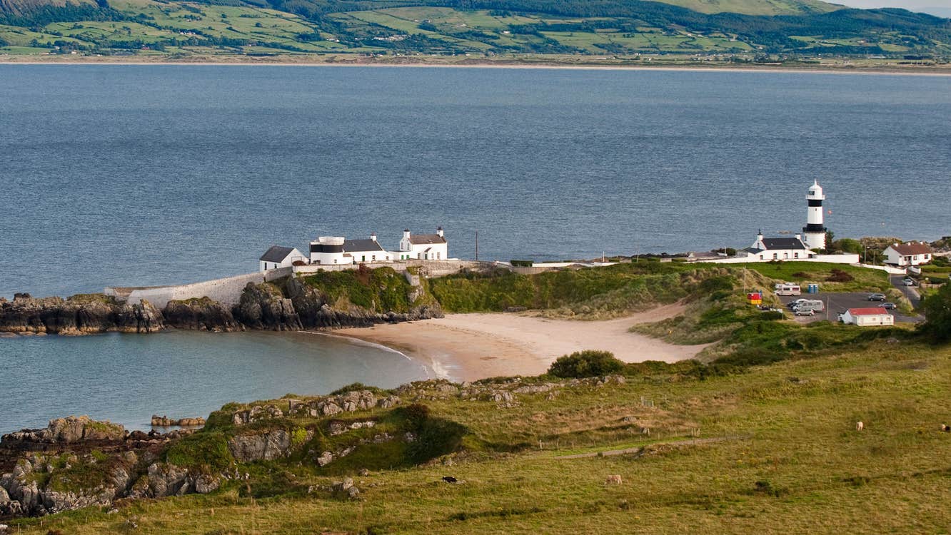 Image of Inishowen Head with the Stroove Lighthouse and the beach, County Donegal