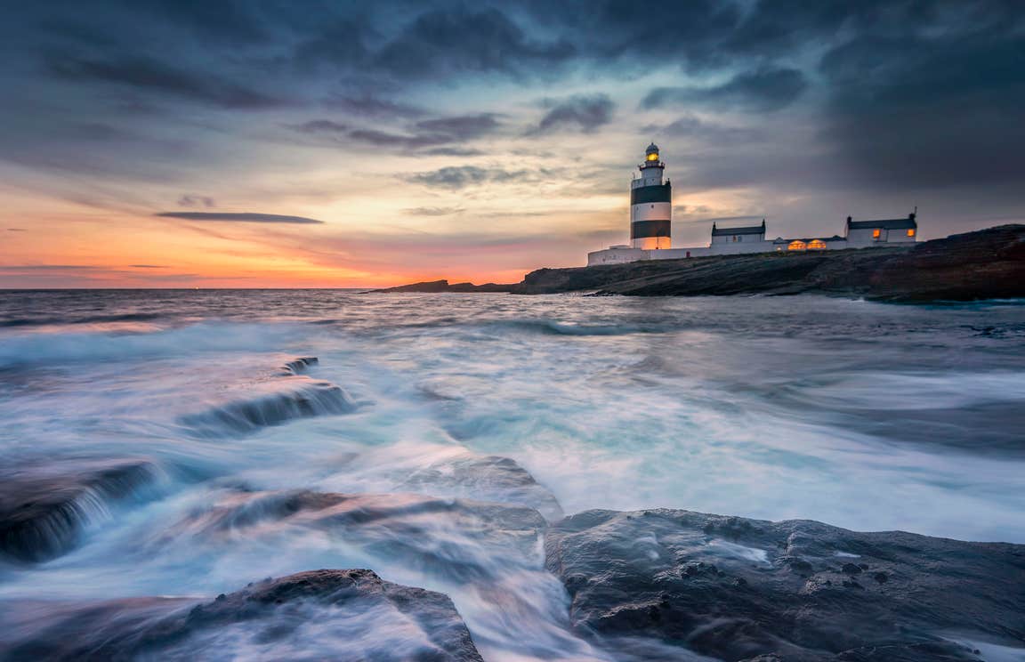 Image of Hook Head lighthouse at sunset, County Wexford