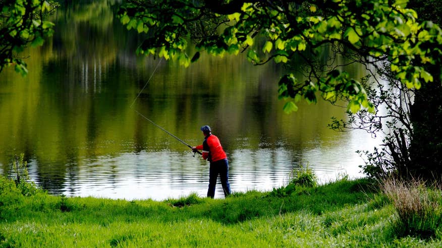 Man fishing at Lough Muckno in Castleblaney, Monaghan
