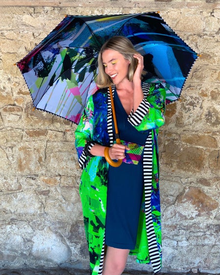 The Kimono range is luxurious, vibrant & different. They all have the Clare O'Connor signature striped detail on the cuffs, pockets, trims & sleves.