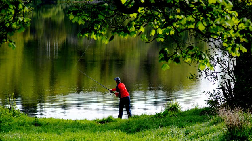A man fishing in Lough Muckno Leisure Park in Co Monaghan