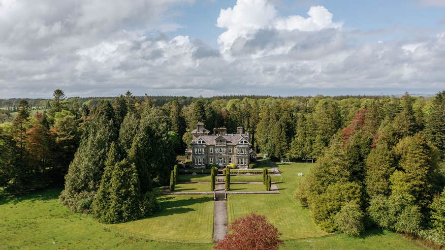 Aerial view of Clonalis House in Co Roscommon