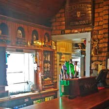 The wooden bar in the Thatch Crinkhill