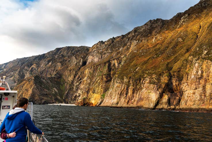 People on a boat tour of Sliabh Liag (Slieve League) in Donegal