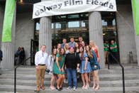 Students for the James Madison Univ USA outside the Town Hall Theatre at a screening at the Fleadh - Doreen Kennedy