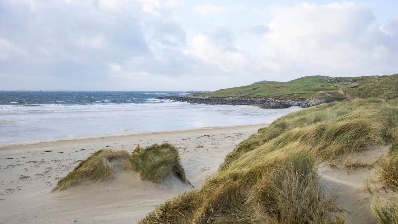 Water lapping at the shores of Silver Strand Beach in County Mayo.