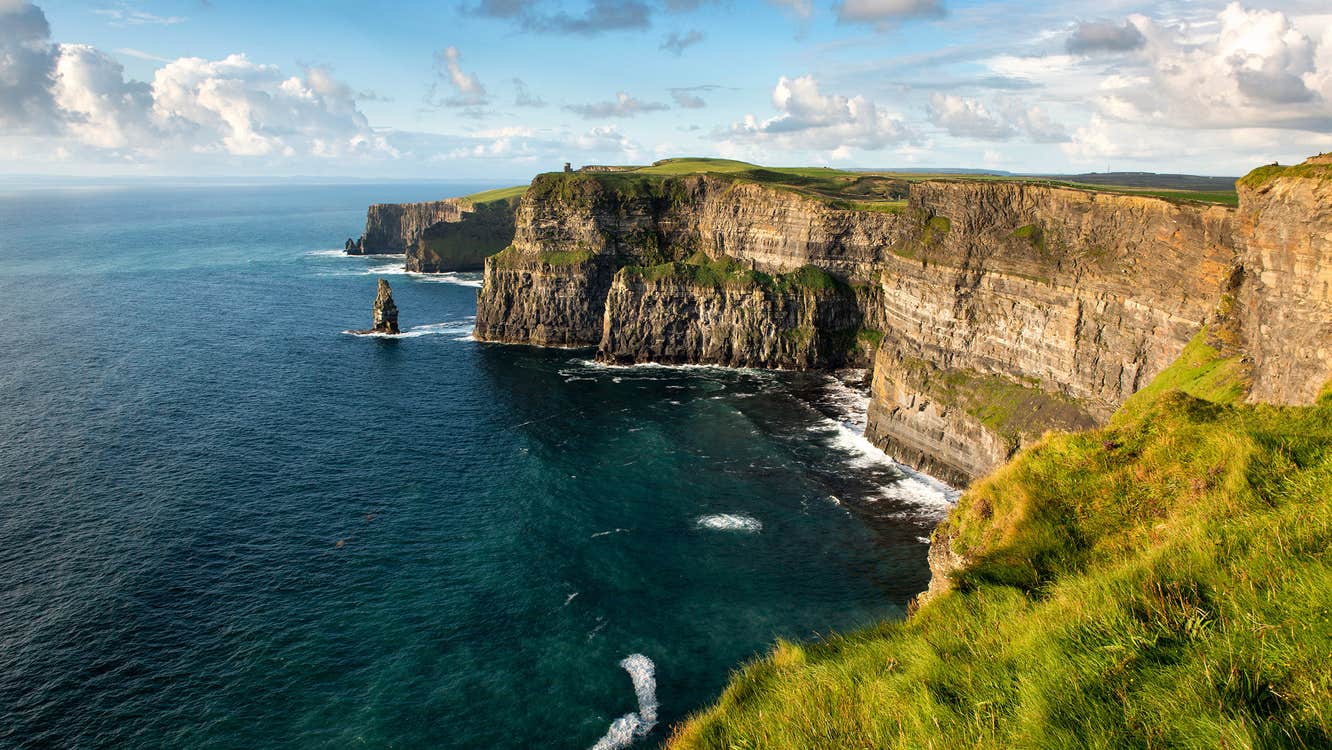 The Cliffs of Moher in County Clare on a sunny day
