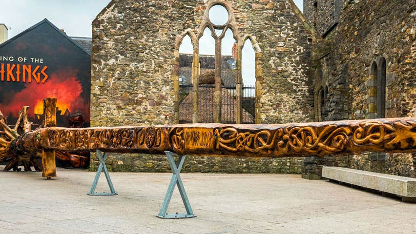 The carved dragon slayer sword in Waterford City
