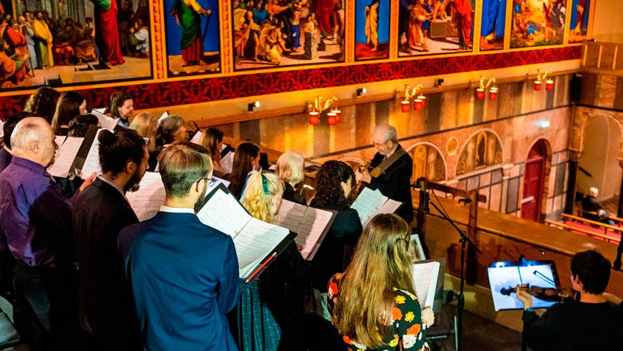 Choir singing in stall at Newman University Church Dublin City