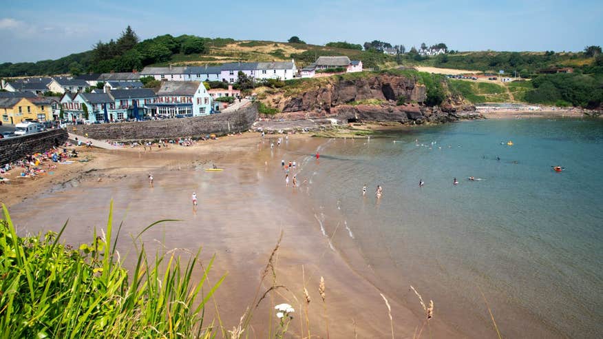Clear water and golden sand at Dunmore East, Waterford