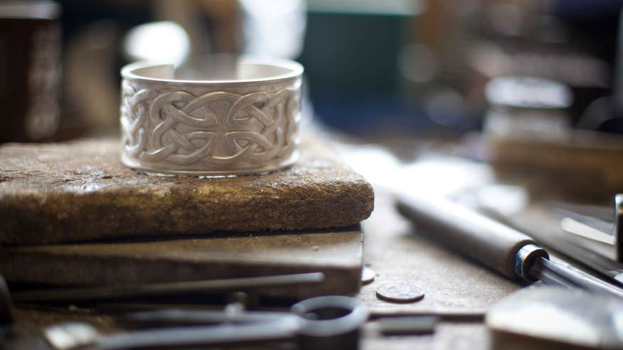 Silver bracelet on display at the Kilkenny Design Centre in Kilkenny city