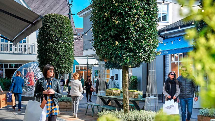Shoppers exploring around the Kildare Village Retail Outlet