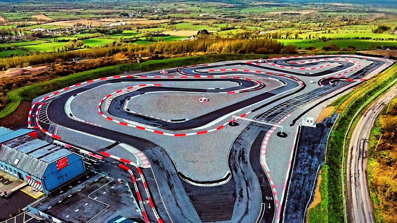 Aerial view of the race track at Kiltorcan Raceway
