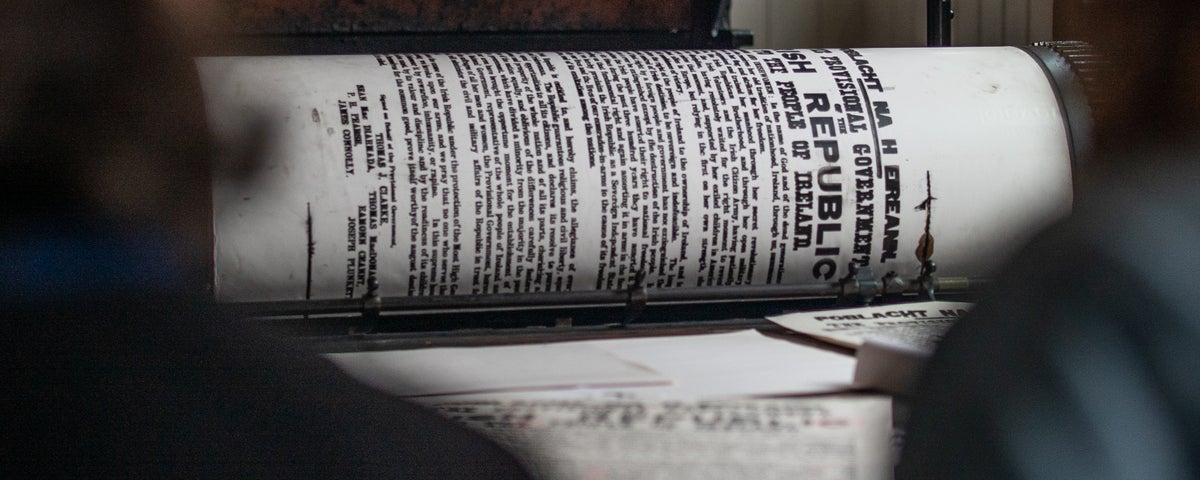 A demonstration of how the 1916 Proclamation was printed