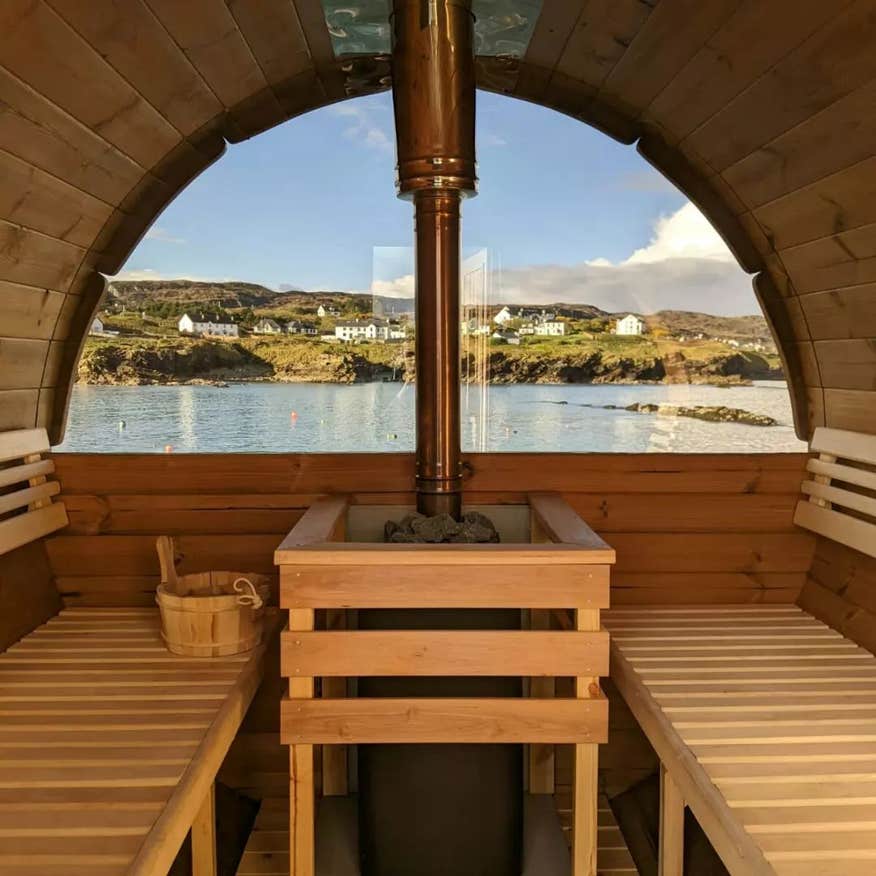 Inside the sauna at Cocoon Sauna in Dunfanaghy in County Donegal.