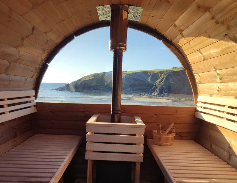 Inside the Hot Pod mobile sauna in County Waterford.