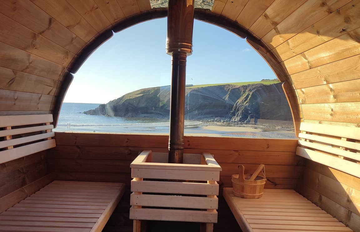 Inside the Hot Pod mobile sauna in County Waterford.