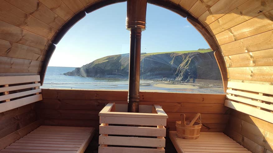 Inside the Hot Pod mobile sauna in County Waterford.
