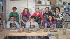 A group of people taking part in a class at Rachel Quinn Ceramics in County Sligo.