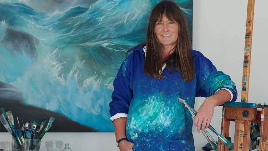 Carol Cronin artist in her gallery