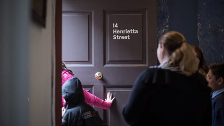 School students on a trip to 14 Henrietta Street