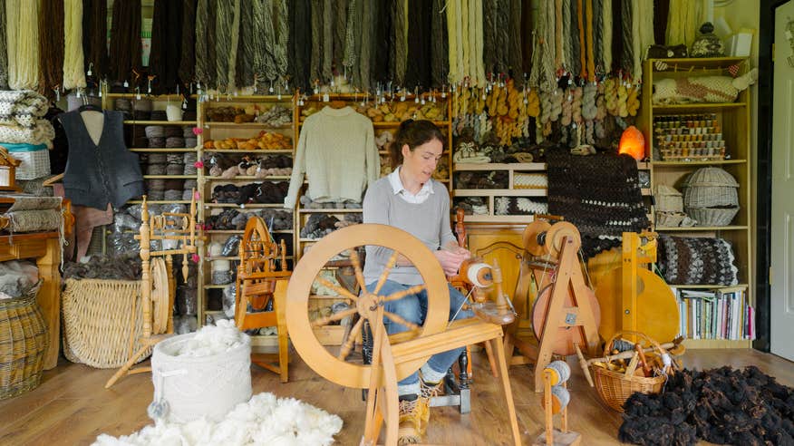 Carina Coyne working in Joyce Country Wool in Co Galway