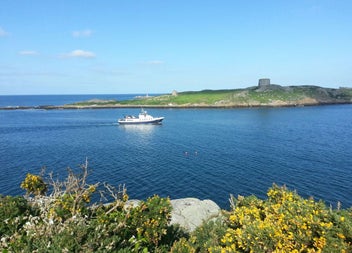Dublin Bay Cruises ferry with Dalkey Island in the background