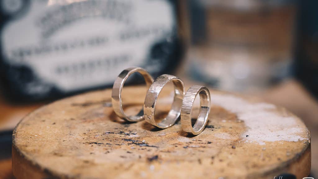 3 sterling silver textured rings