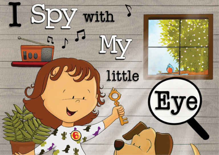 Theatrical, interactive experience for families, cartoon picture of little girl with a dog holding a key
