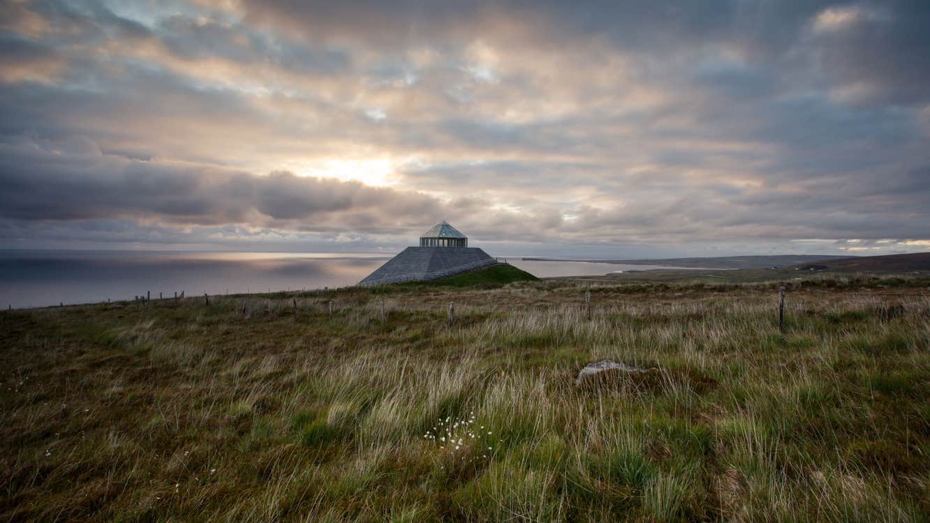 Image of Céide Fields Visitor Centre and surrounding bogland, County Mayo