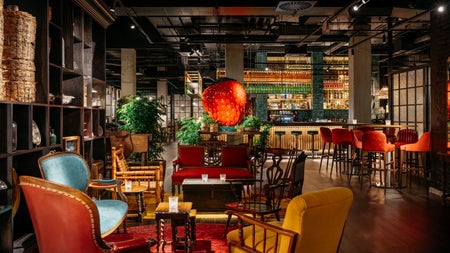 Seating area with tables and chairs