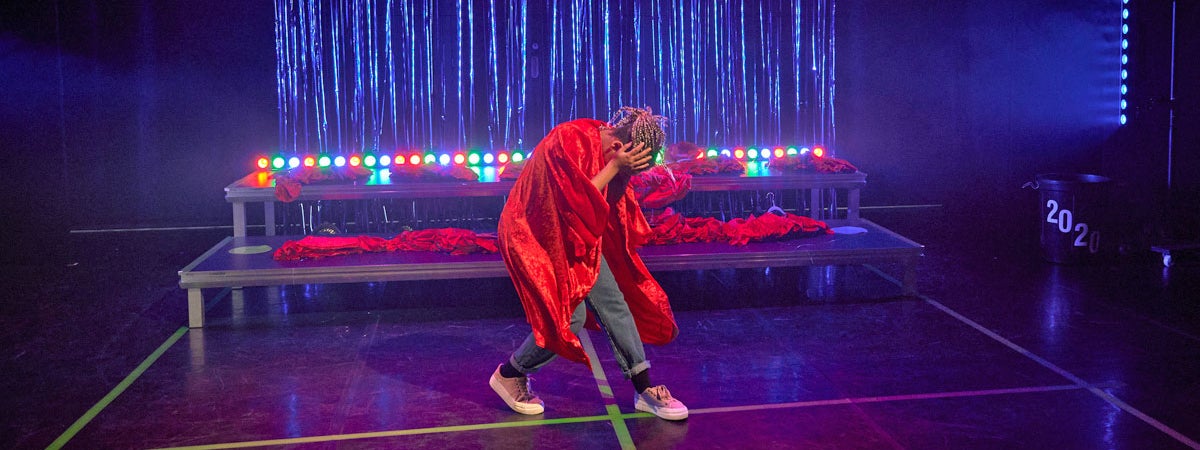 A performer on stage at The Ark Dublin