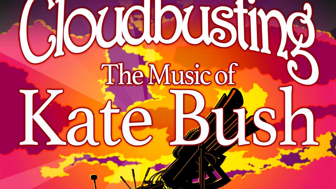 White event text overlaid on orange and yellow sky with silhouette of machine in the foreground