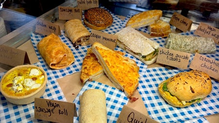 A selection of savoury pastries and sandwiches