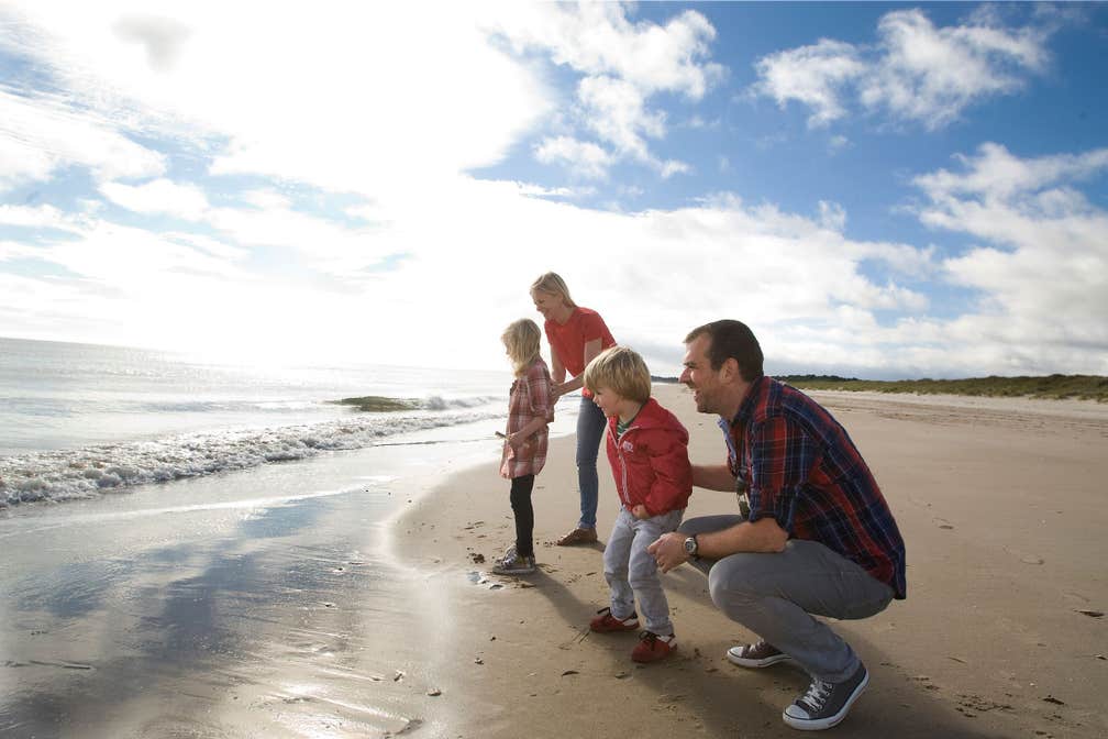 Image of a family on Curracloe beach in County Wexford