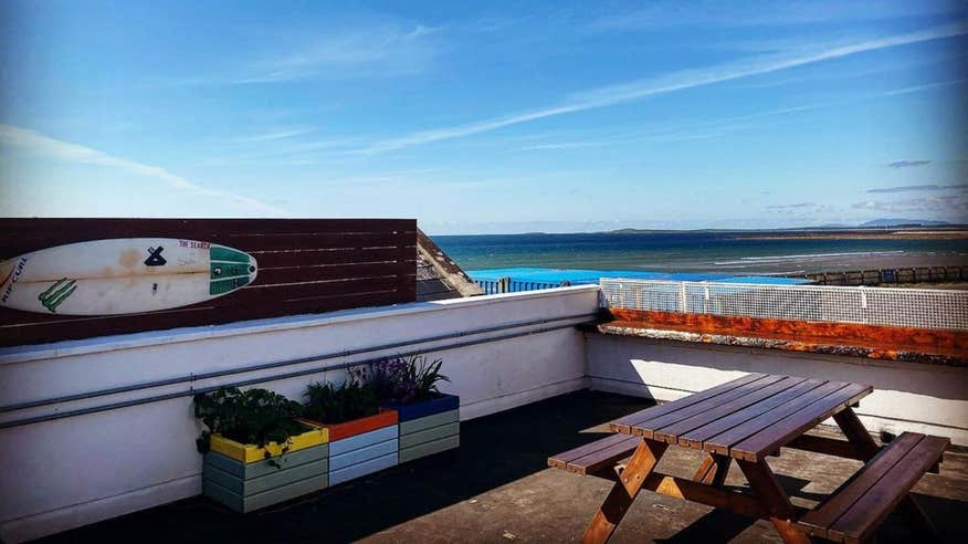 A sunny day on the patio of Stoked Restaurant, Strandhill, Sligo