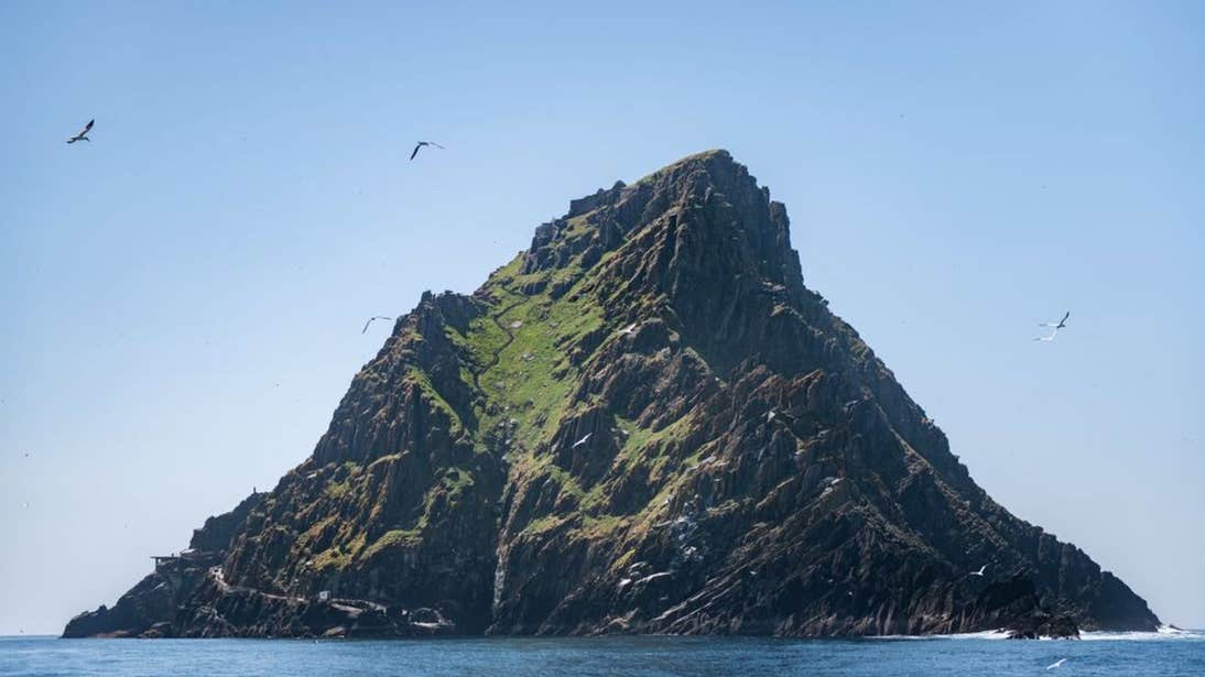 View of Skellig Michael, Kerry with seagulls overhead