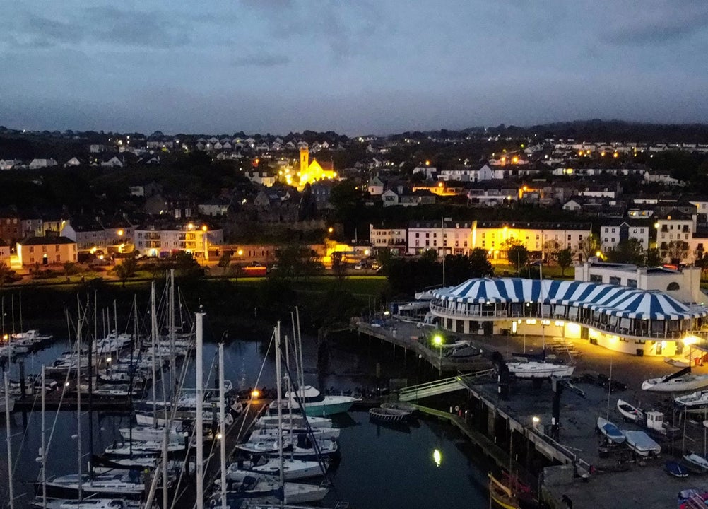 Howth Yacht Club aerial view at night
