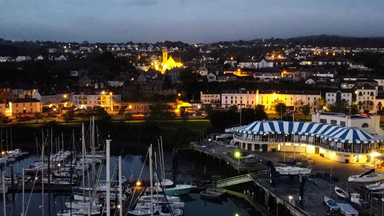 Howth Yacht Club aerial view at night