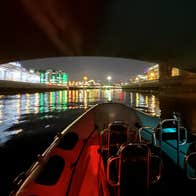 The Customs house comes into view as the RIB emerges from underneath a bridge.