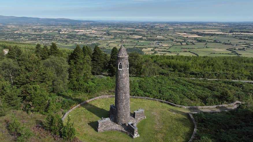Aerial view of the Liam Lynch Round Tower in Co Tipperary