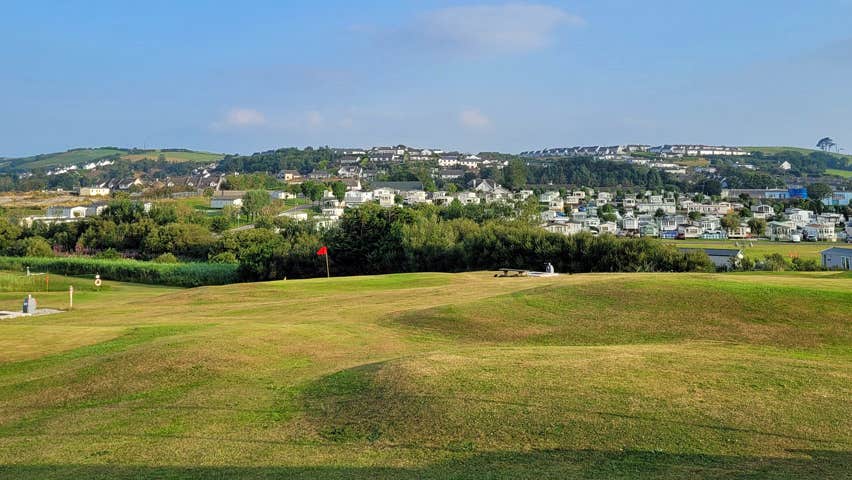 A view of one of the greens with Youghal town visible in the distance