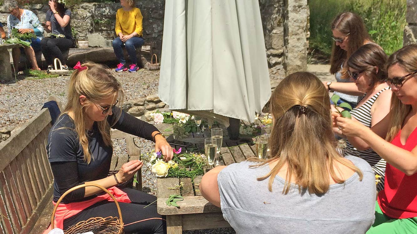 Blackstairs Eco Trails group of women making floral crowns