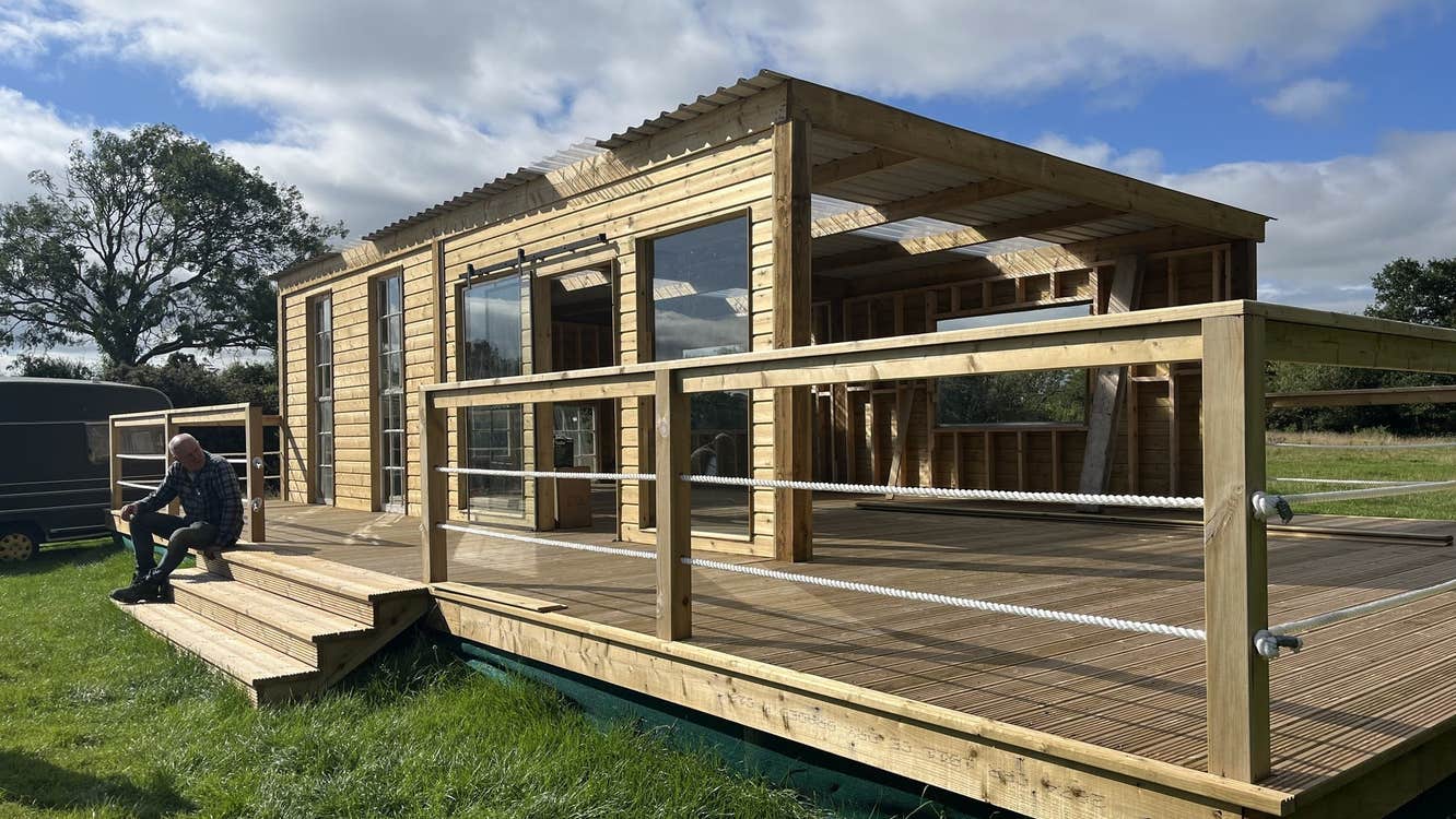 Wooden cabin with a porch