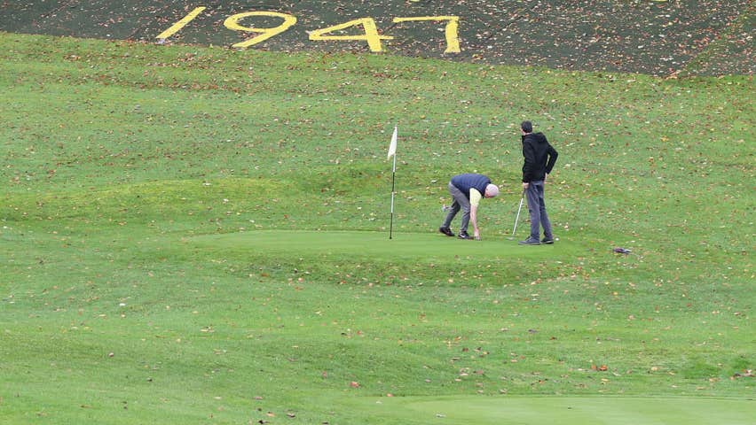 Two golfers on the green at McDonagh Pitch and Putt