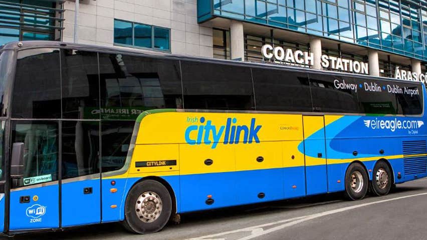 Citylink coach in front of station