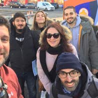 A selfie of a teacher and his students