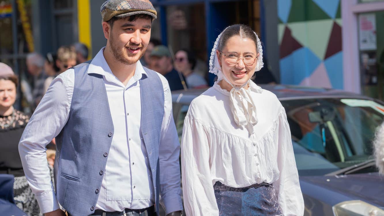 Vintage Style at Clonakilty Old Time Fair - a smiling couple dressed in old style clothes.