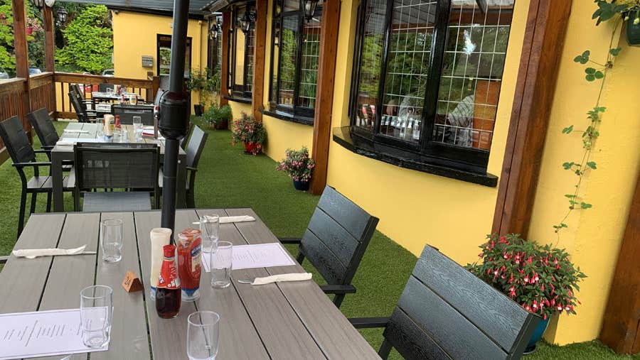Outdoor dining area at Molly Fultons Restaurant